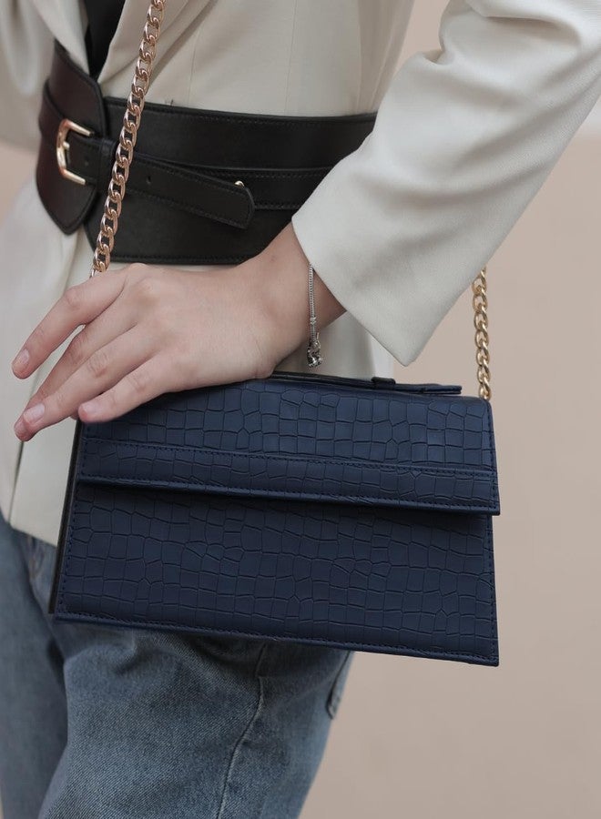 DEMURE Women's Trendy Sling Bag | Compact Crossbody Shoulder Bag with Adjustable Strap | Ideal for Everyday Use (Navy Blue) - Image 4